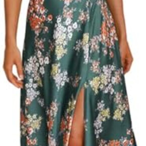 Dokoto Women's Summer Floral Print Spaghetti Strap Sundress V Neck Tie Front Max - Picture 3 of 6